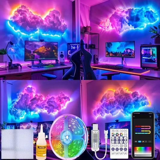 7 types Kit 3D Big Cloud Lightning Light Music Sync Multicolor Lightning Smart Cloud Light 360 Degree Wireless Remote for Home